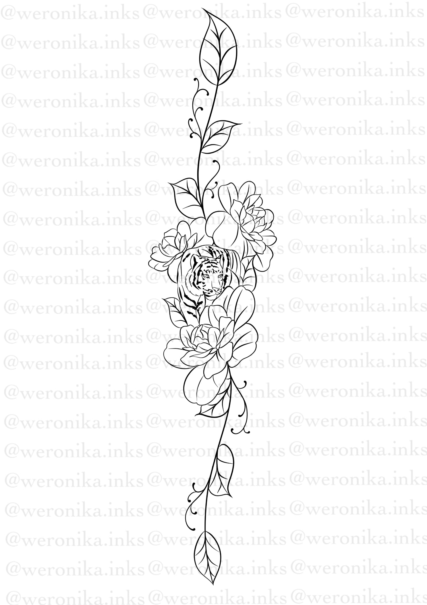 Tiger and Flower Tattoo Ideas