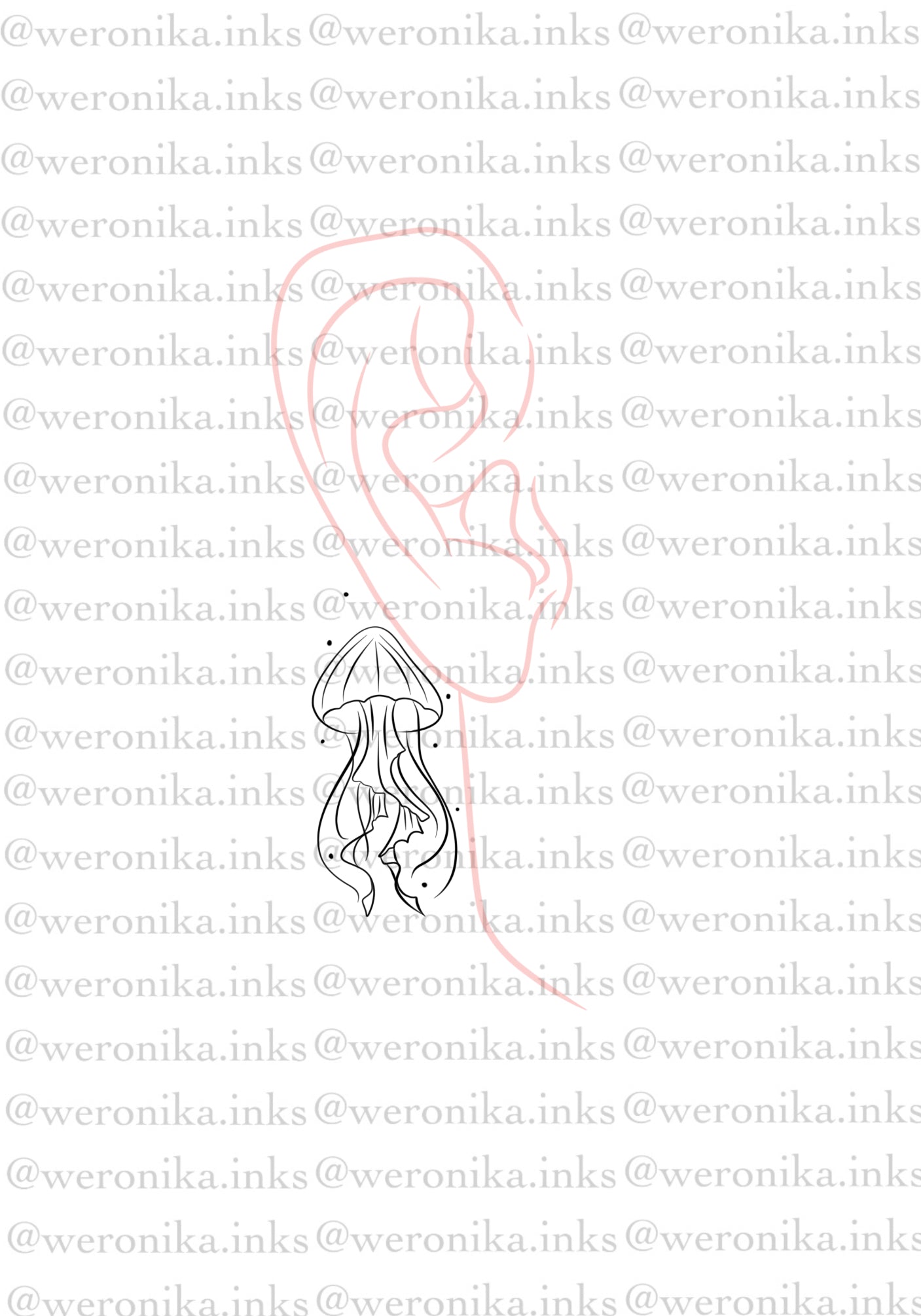 Behind The Ear Jellyfish Tattoo