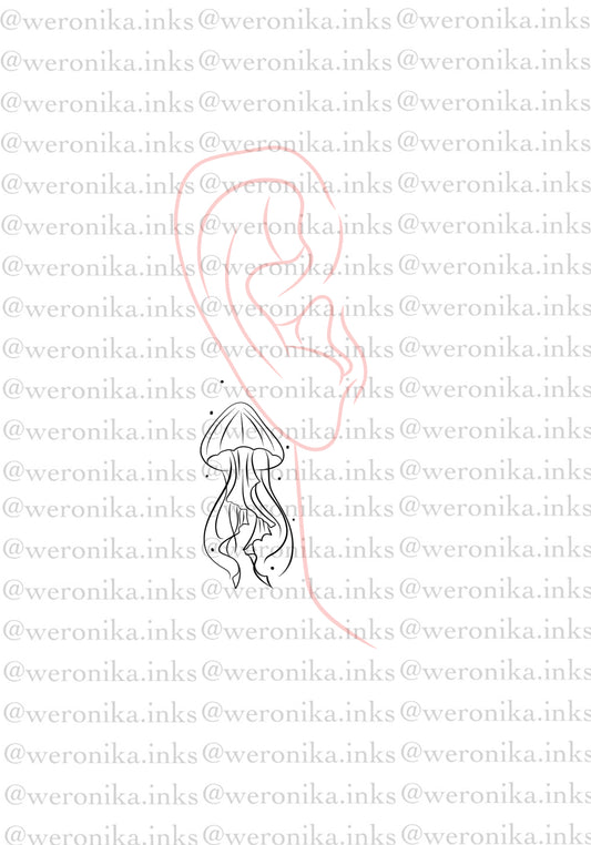 Behind The Ear Jellyfish Tattoo