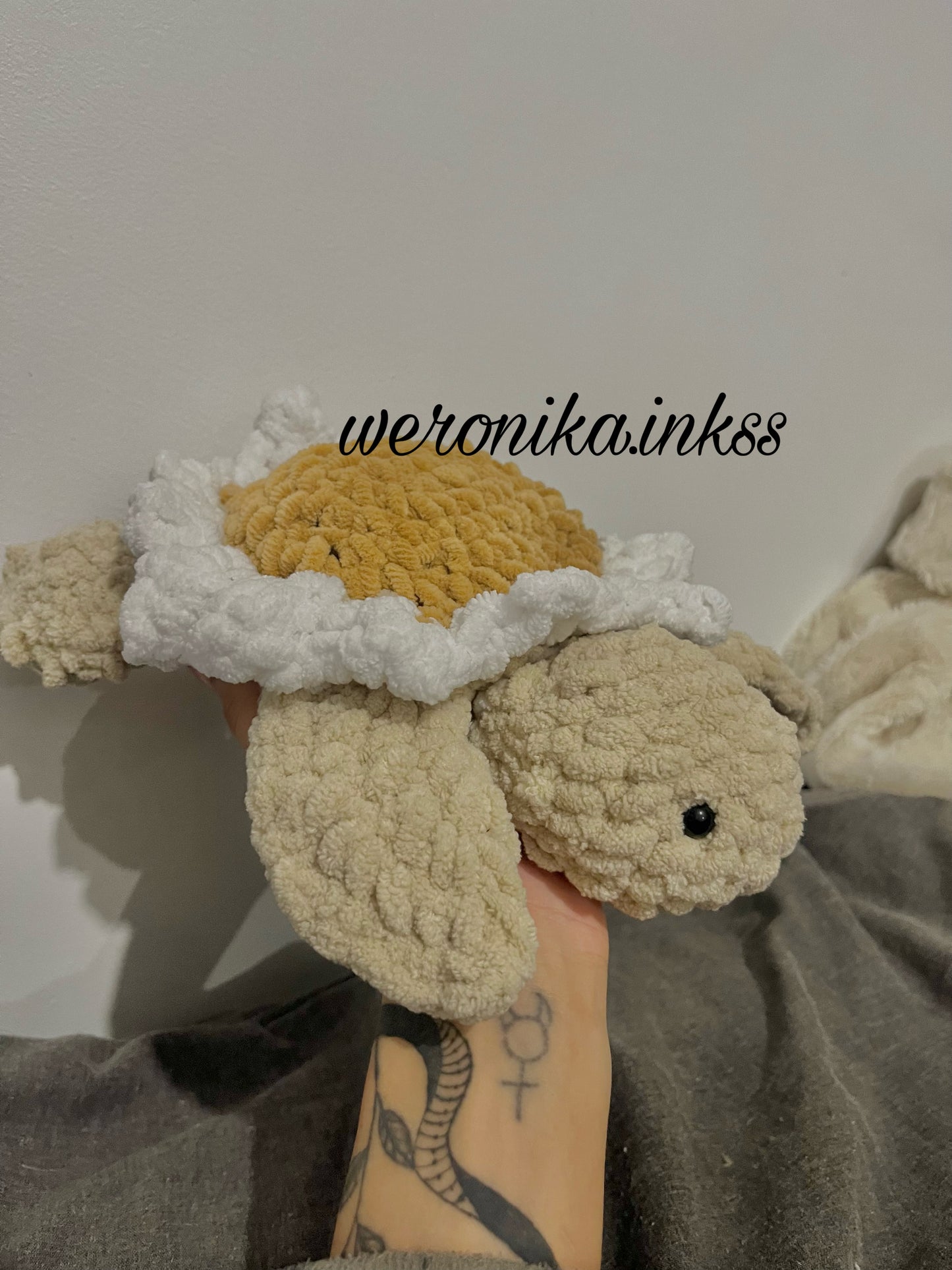 crochet sunflower shell turtle