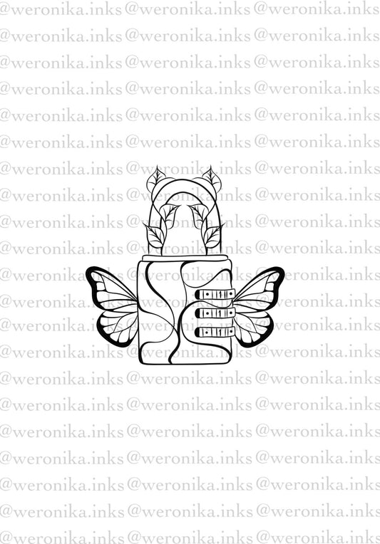 111 Patchwork Lock Angel Number Tattoo