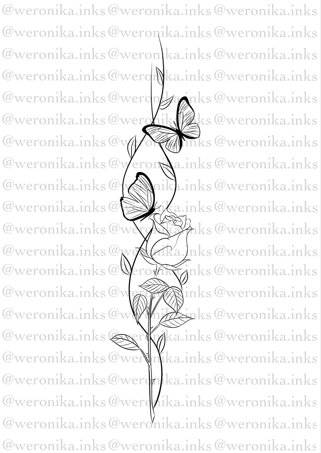 Floral Butterflies Spine Tattoo