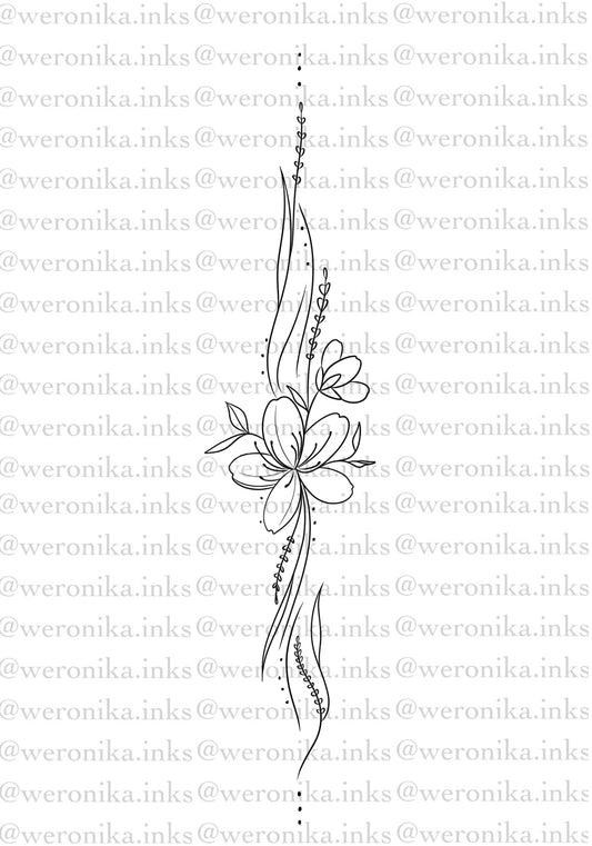 Floral Spine Tattoo