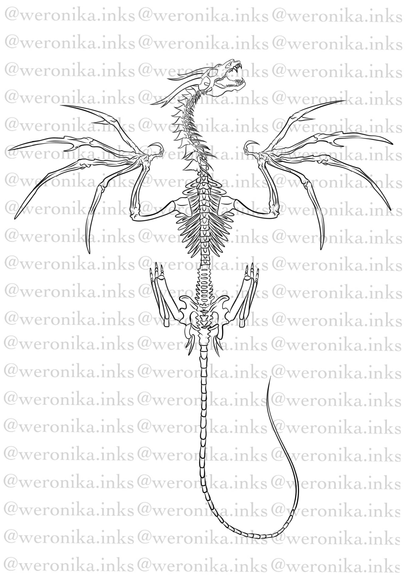 Dragon Skeleton Spinal Tattoo