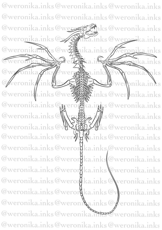 Dragon Skeleton Spinal Tattoo