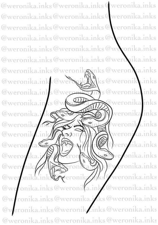 Medusa Thigh Tattoo
