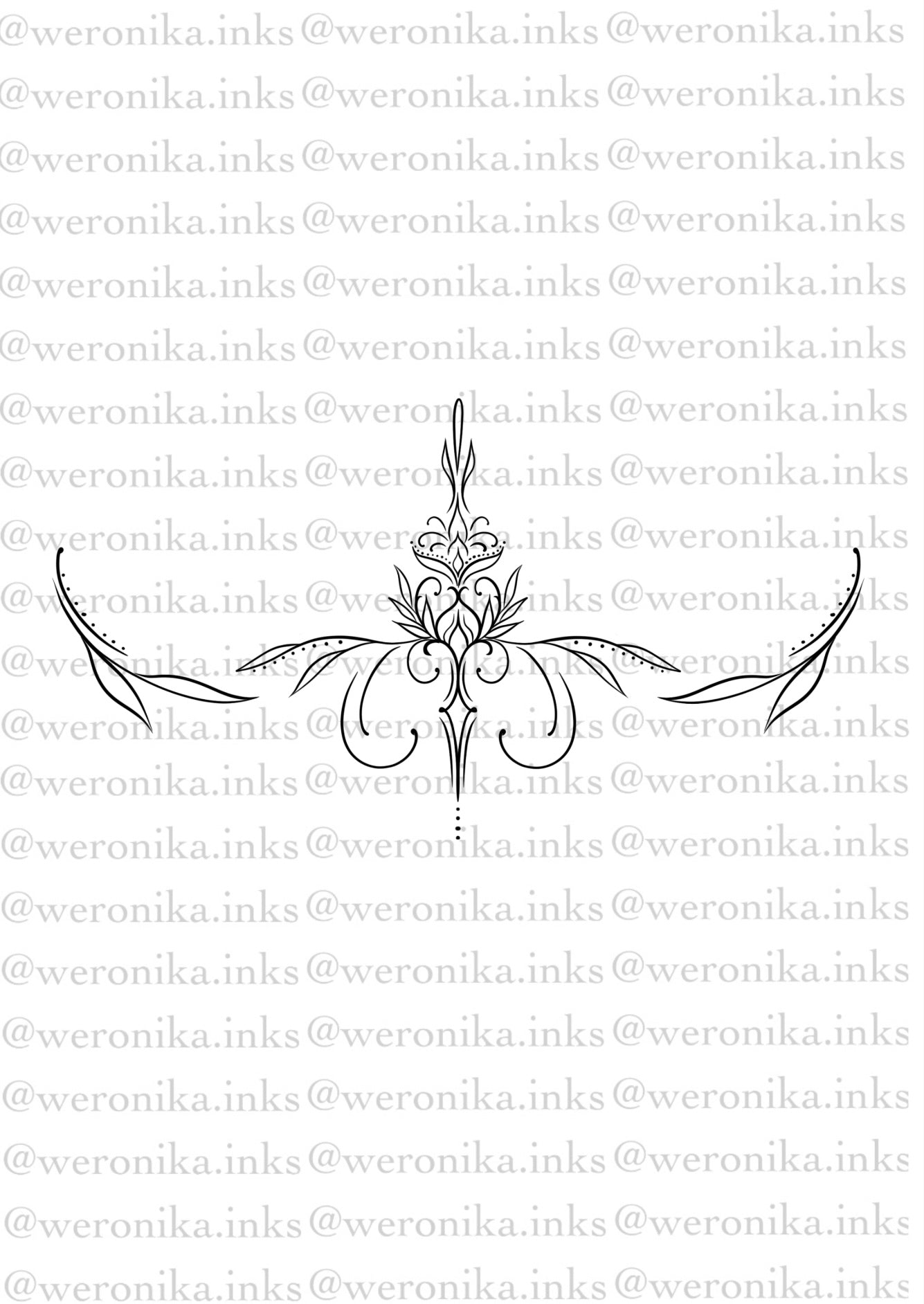 Line Work Under Boob Tattoo