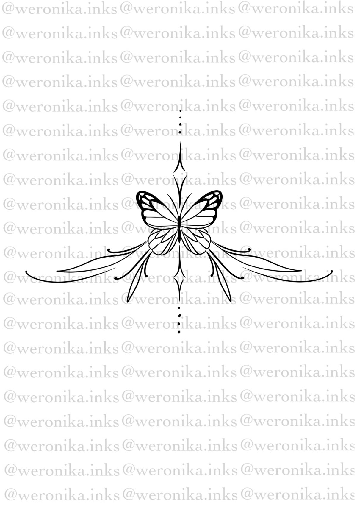 Under boob Butterfly Line Tattoo