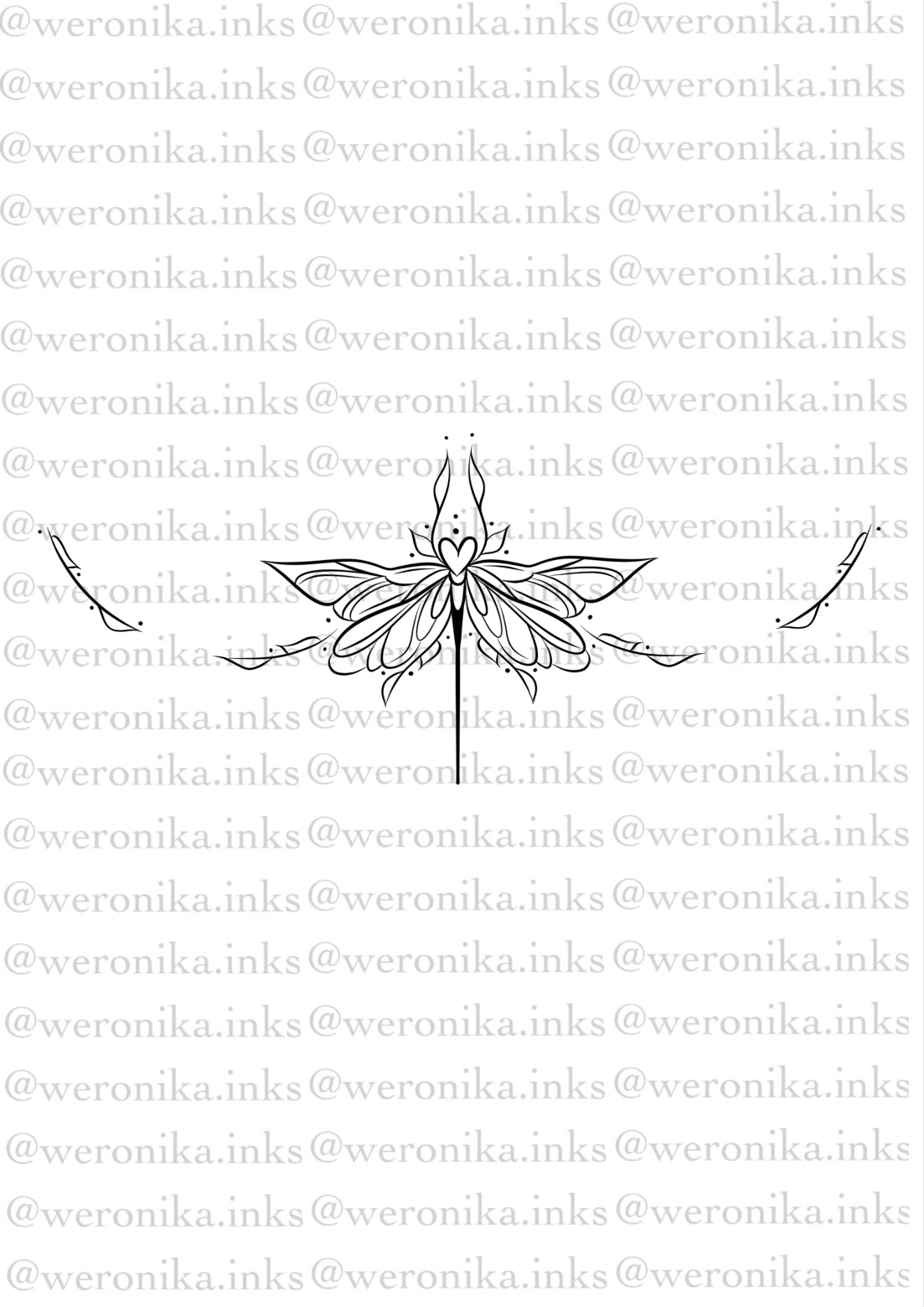 Dragonfly Line Work Under Boob Tattoo