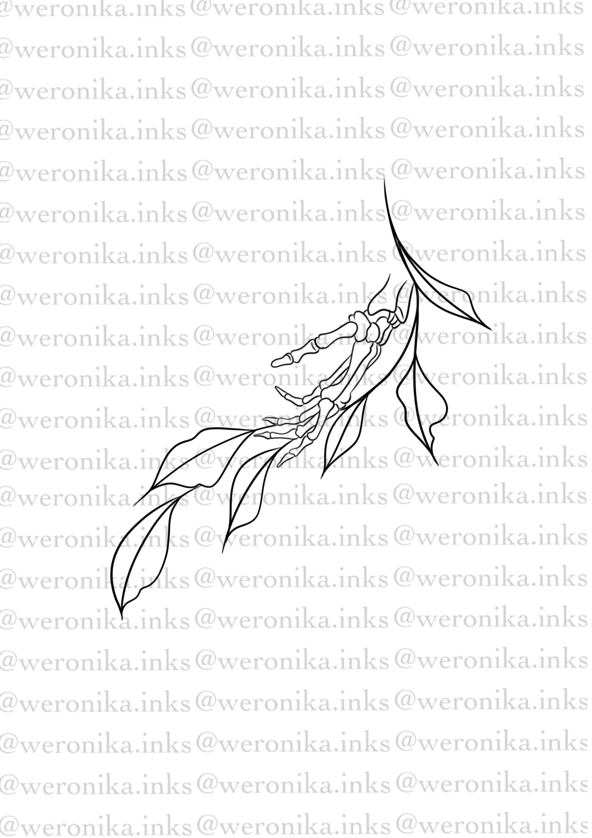 Skeleton & Vines Side Boob Tattoo