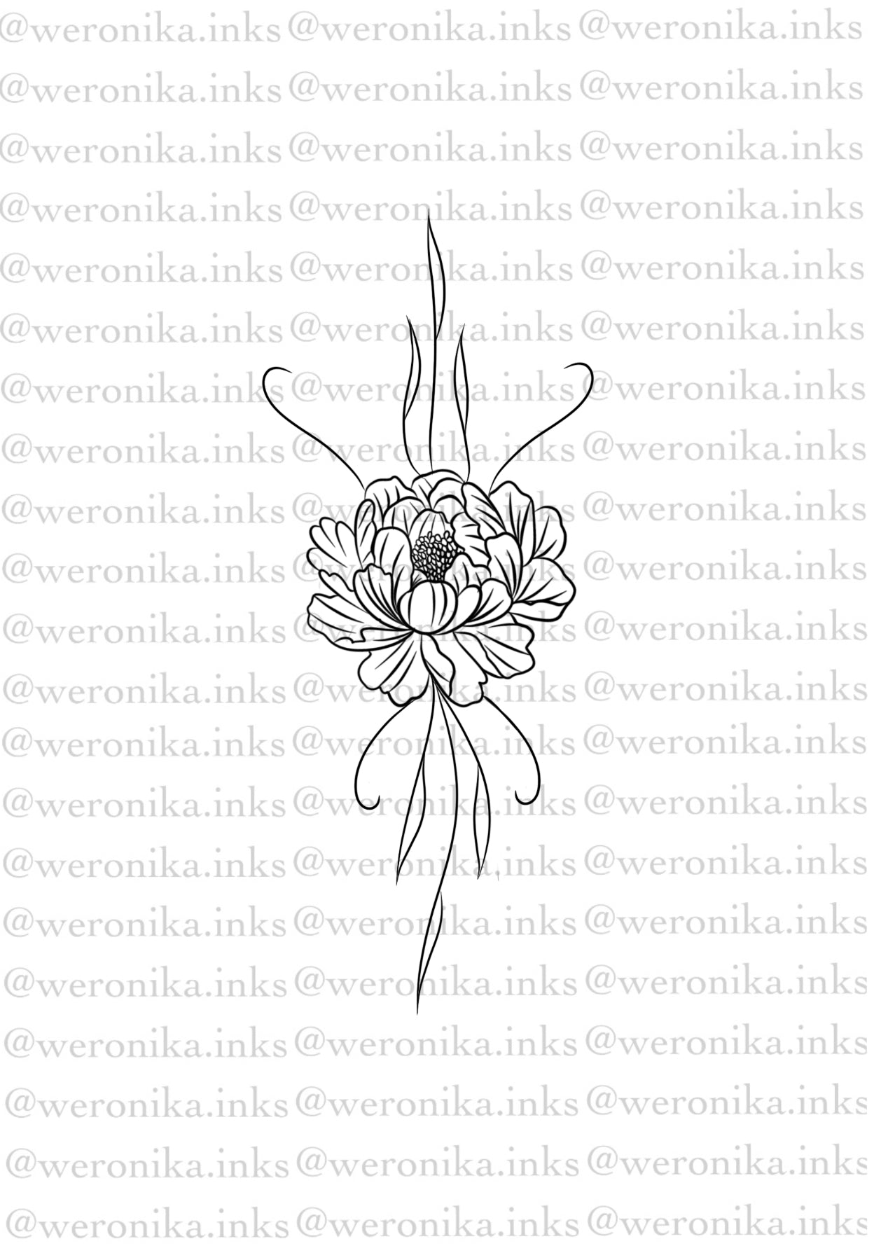 Floral & Linework Sternum Tattoo