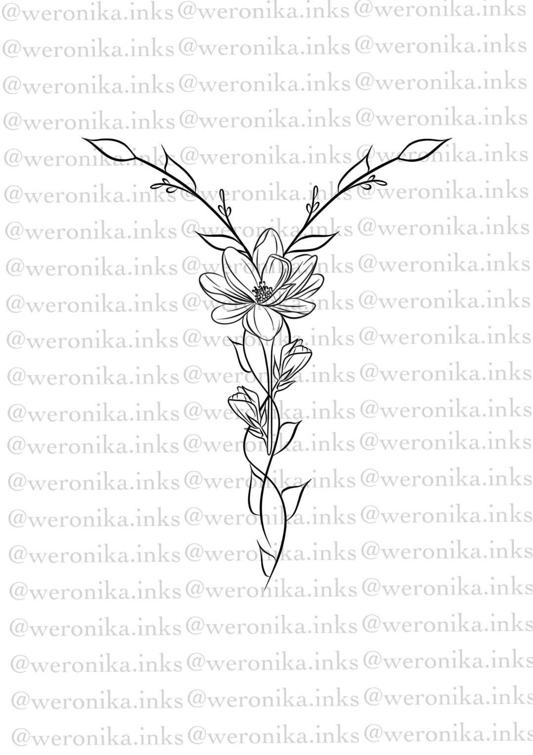 Floral Sternum Tattoo Weronika.inkss
