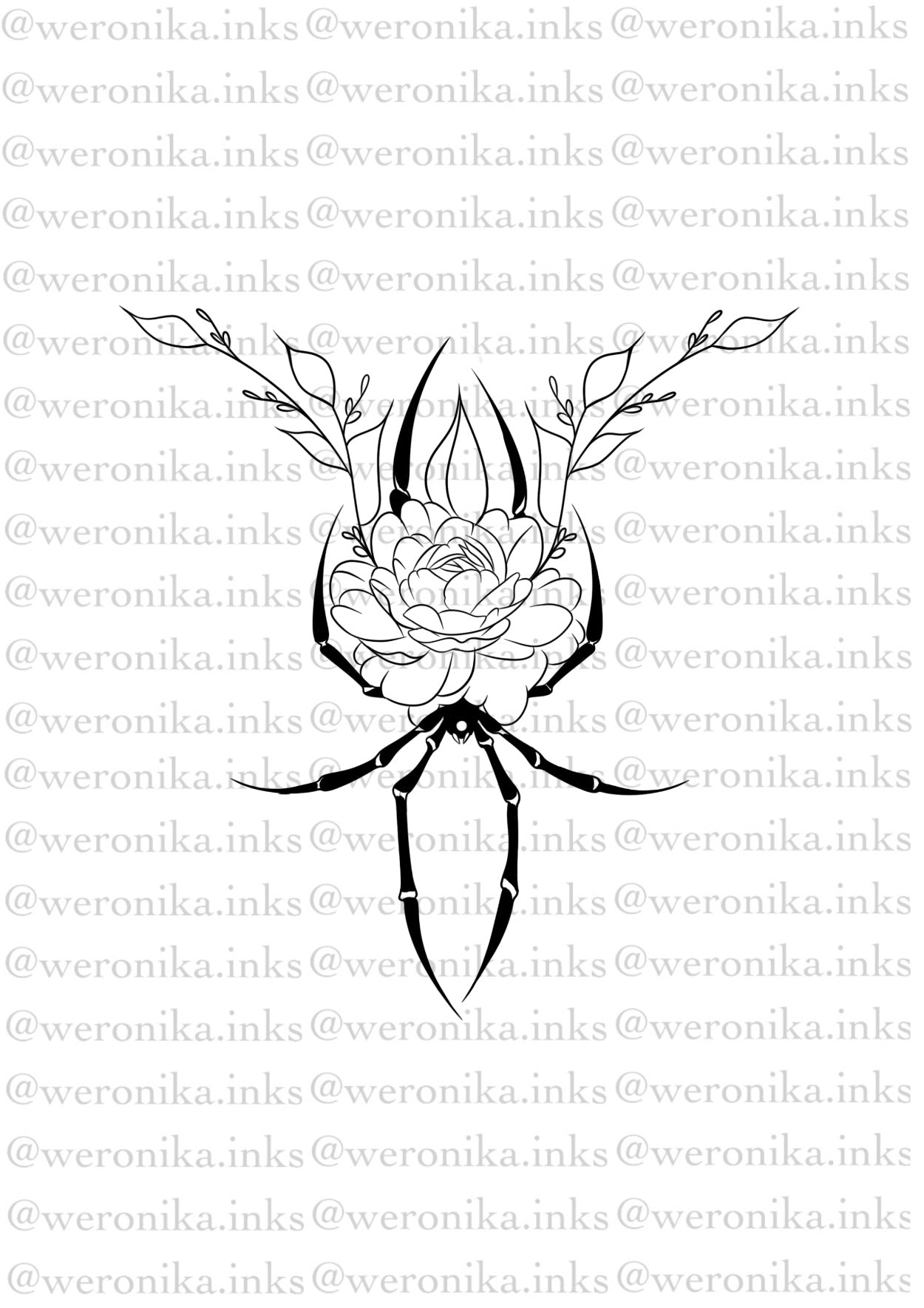 Floral Spider Sternum Tattoo