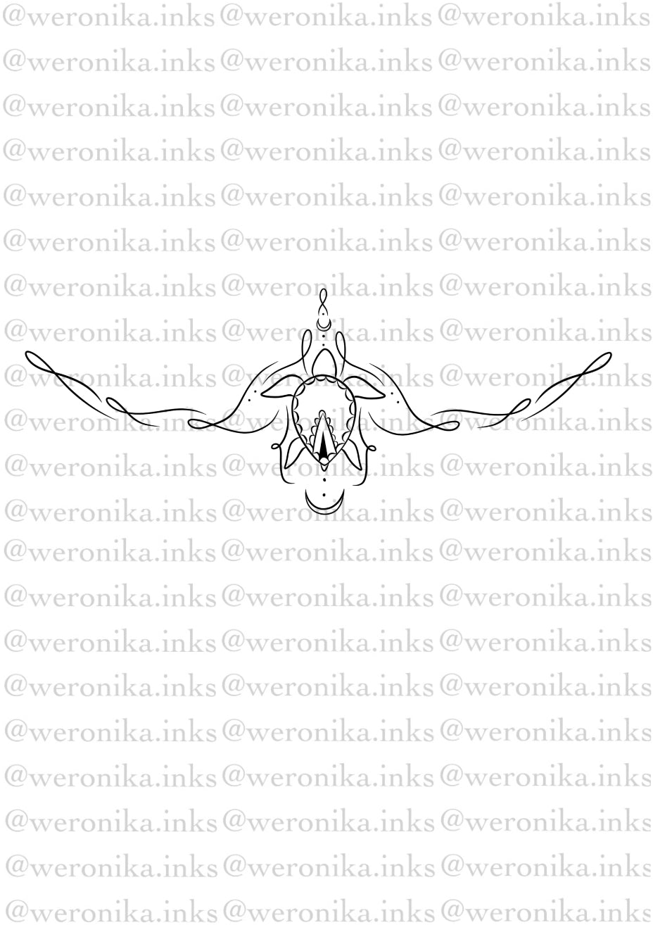 Turtle Linework Tramp Stamp Tattoo