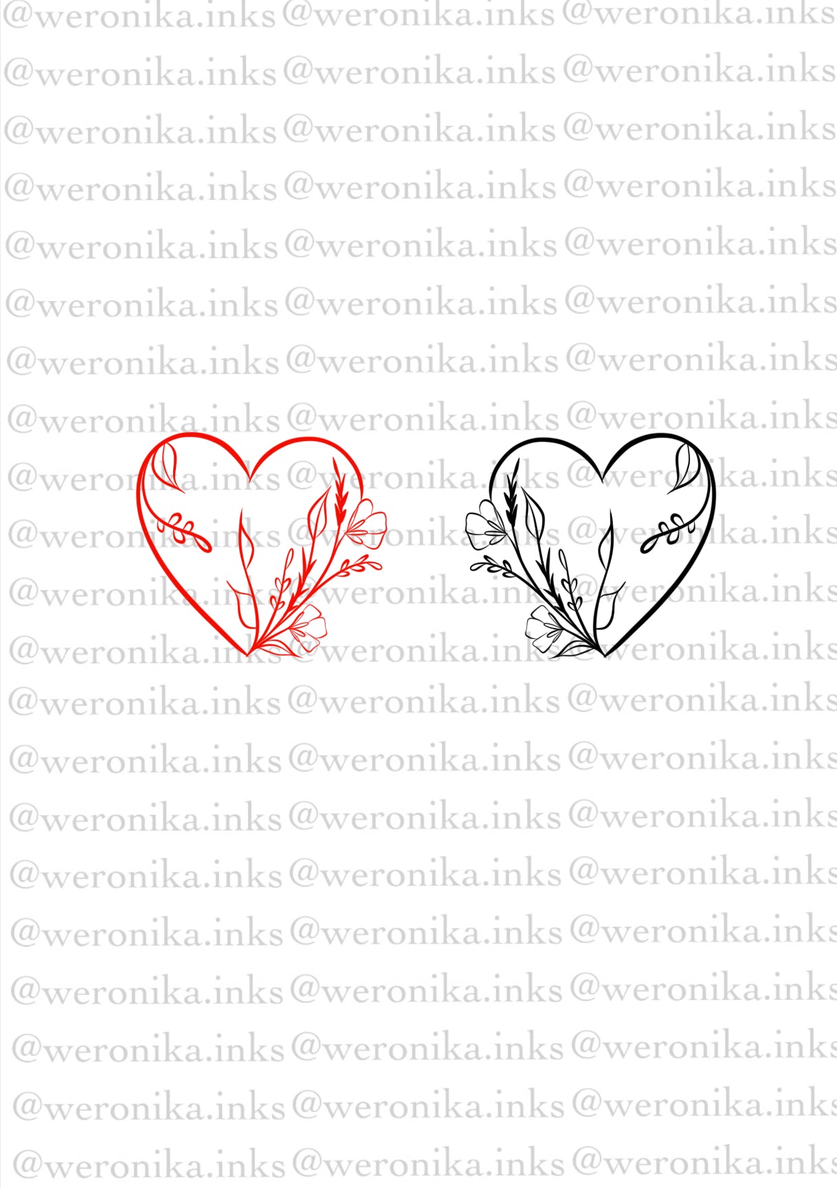 Matching Floral Heart Tattoos