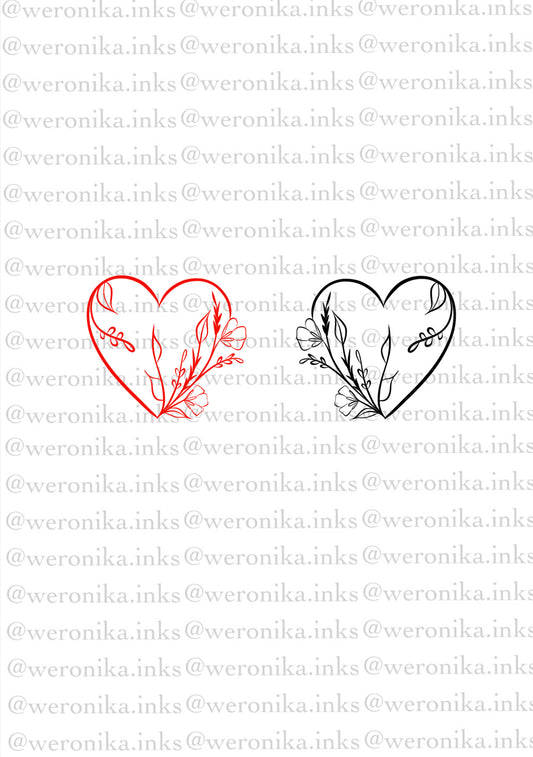 Matching Floral Heart Tattoos