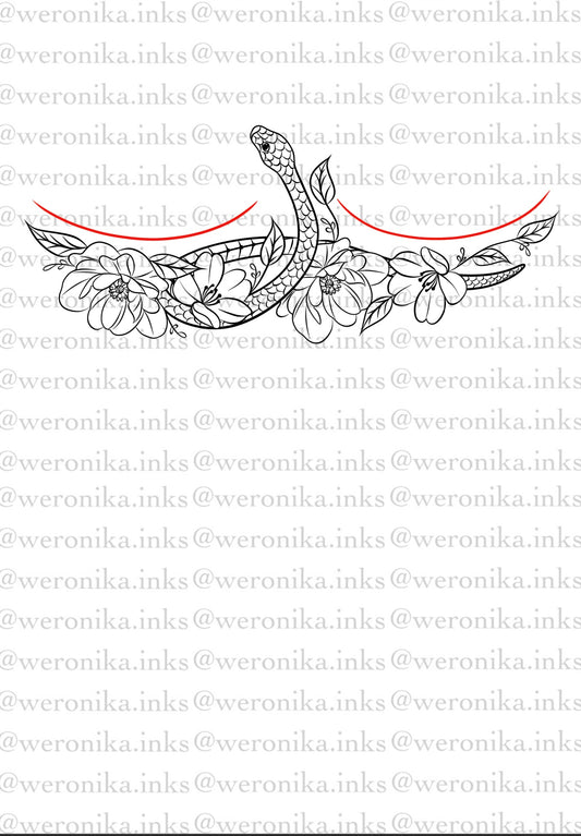Floral Snake Underboob Tattoo