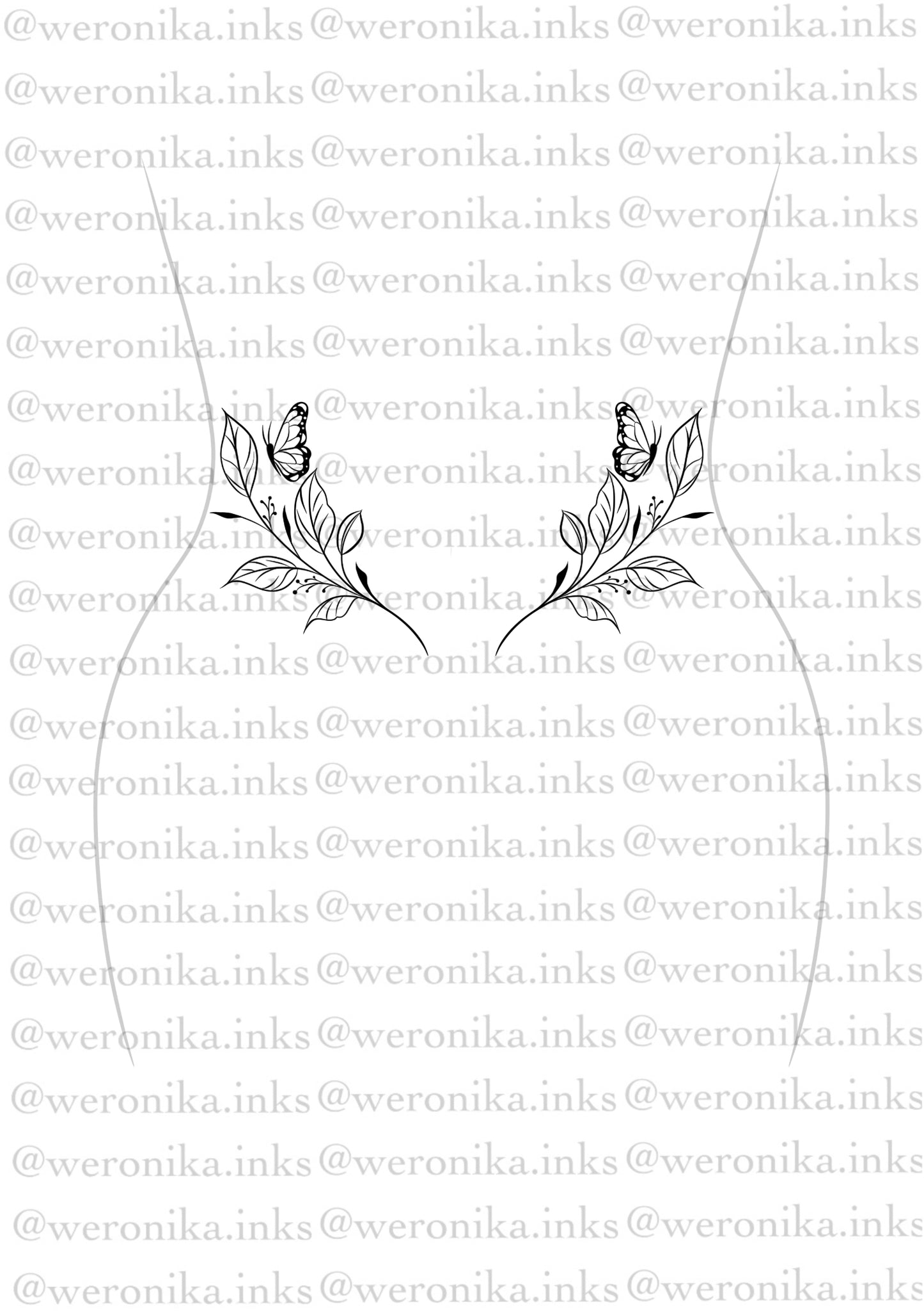 Leafs & Butterflies Lower Back Tattoo