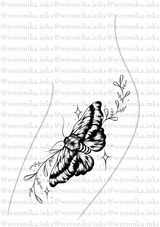 Moth & Vines Thigh Tattoo