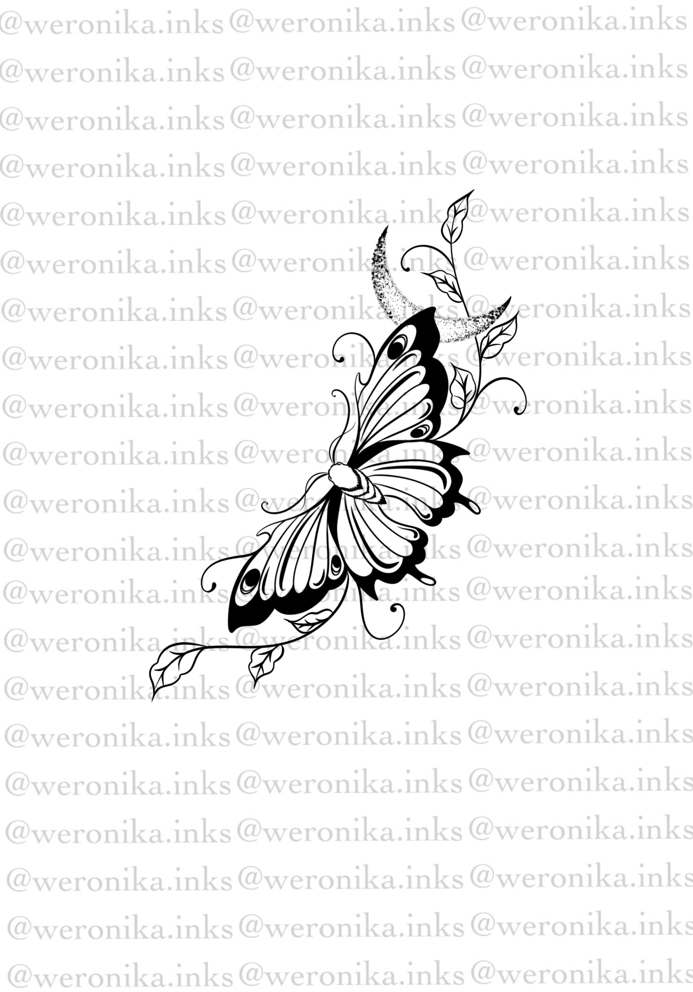 Moth & Moon Sideboob Tattoo