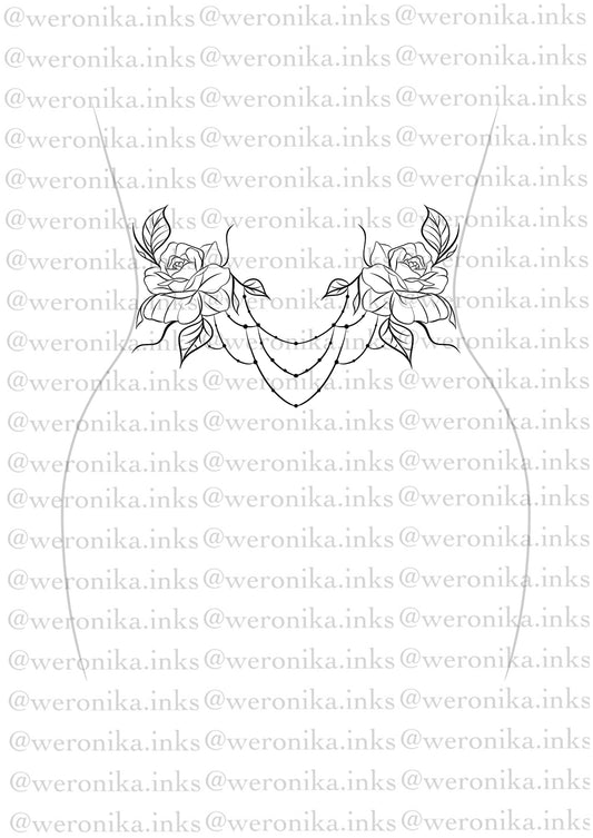 Roses & Line Work Lower Back Tattoo