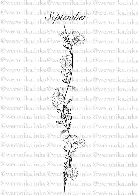 September, Birth Month Flower Spine Tattoo