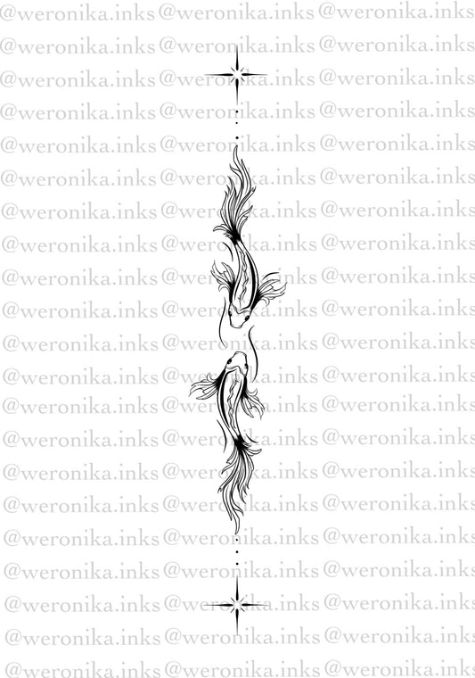 Koi Fish Spine Tattoo