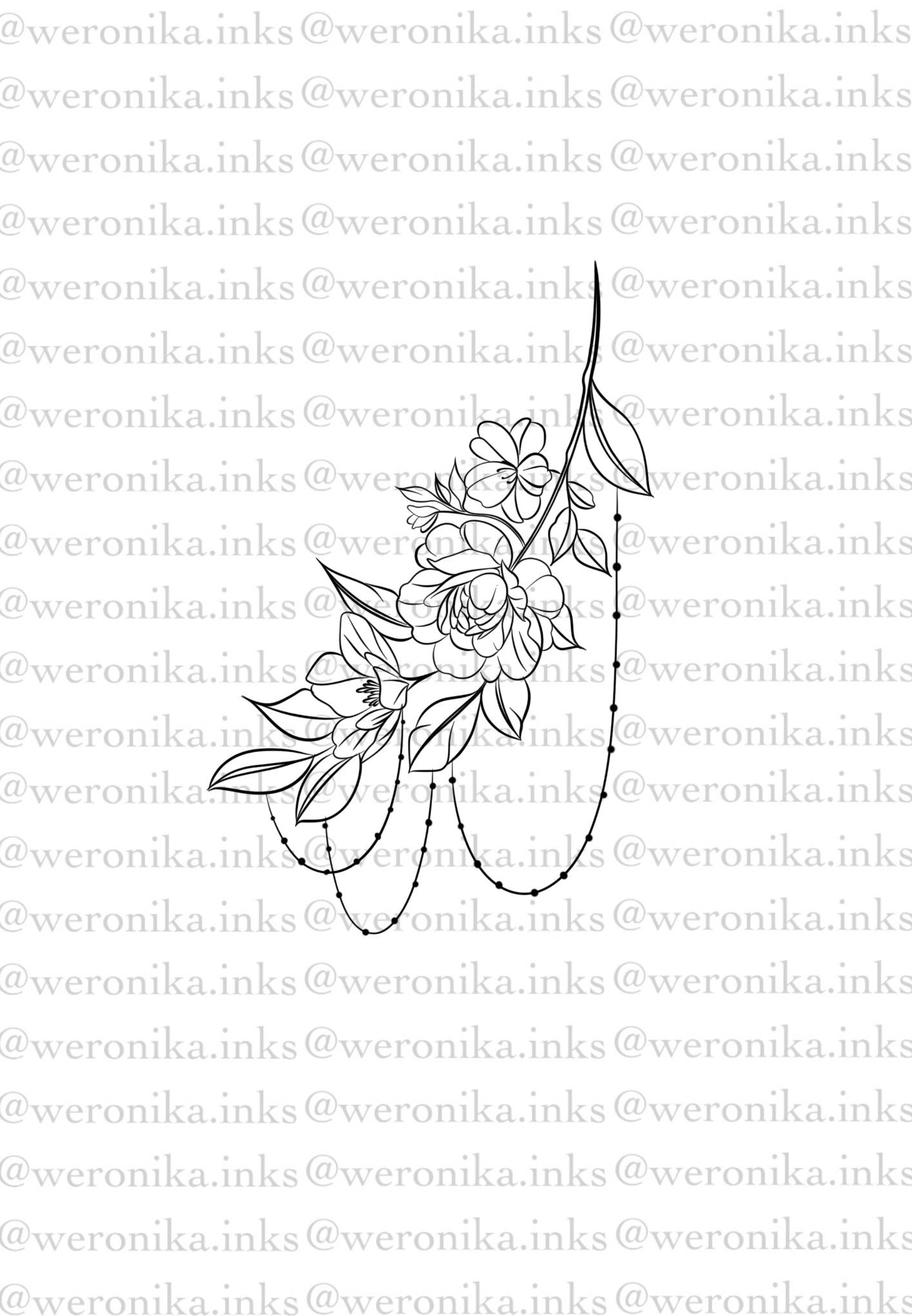 Peonies & Lines SideBoob Tattoo