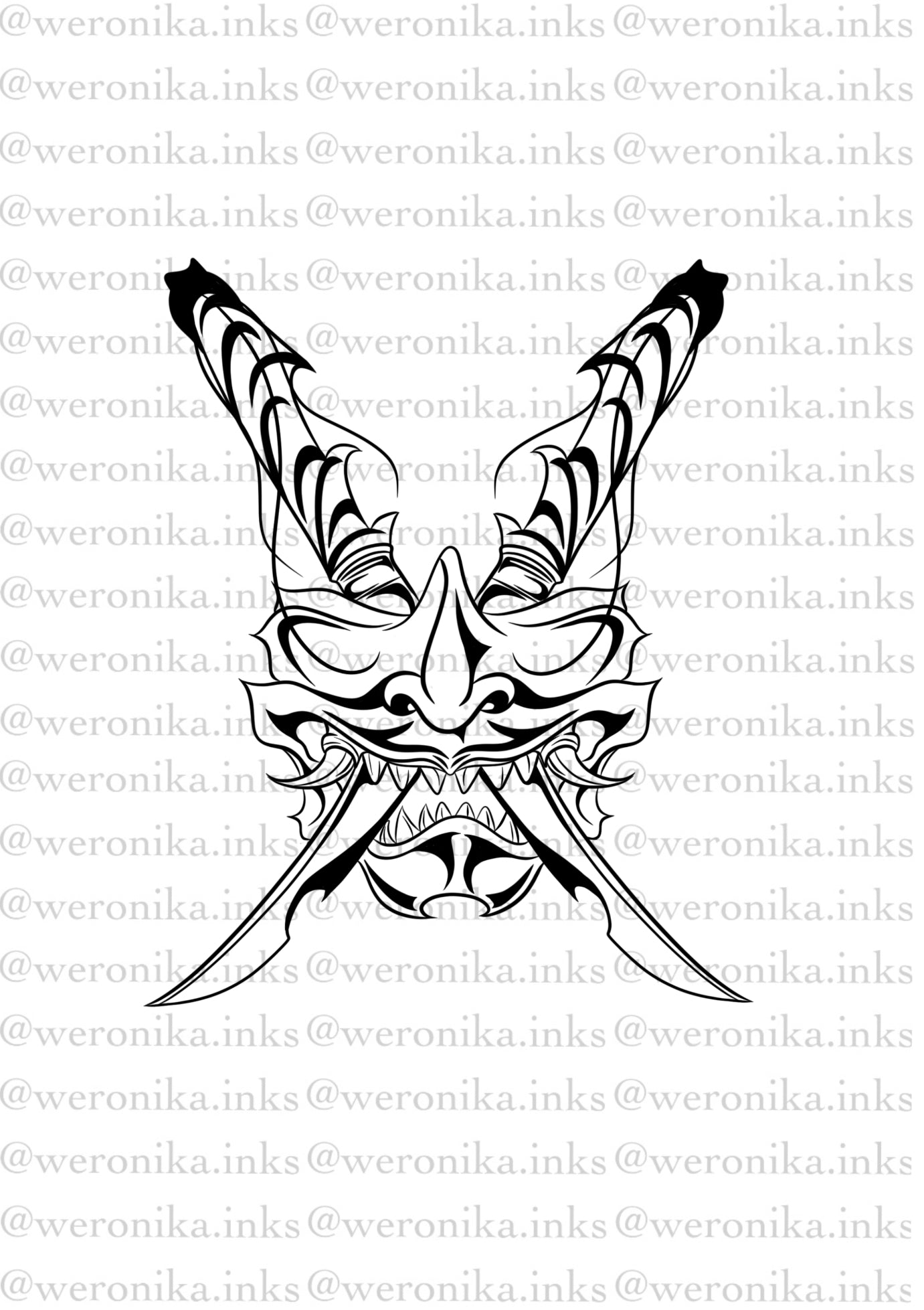 Samuarai Mask & Katanas Tattoo