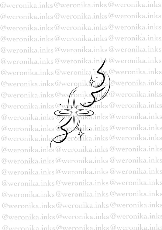 555 Stars, Angel Number Patchwork Tattoo Idea