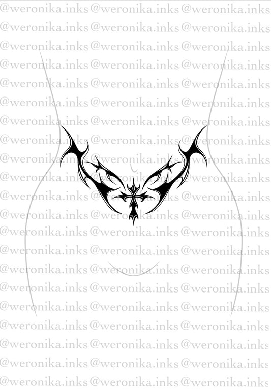 Cross Cybergilism Stomach Tattoo