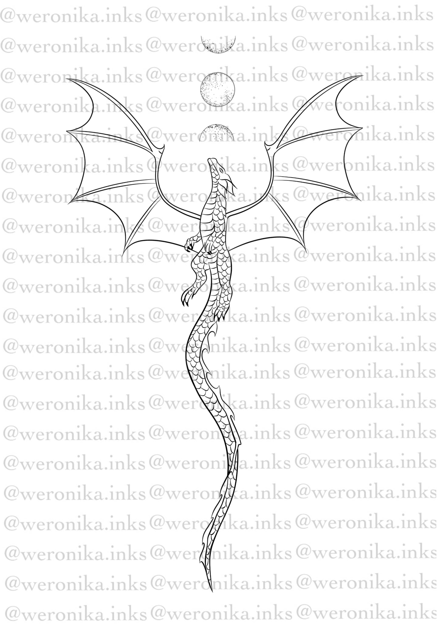 Dragon And Moons Tattoo