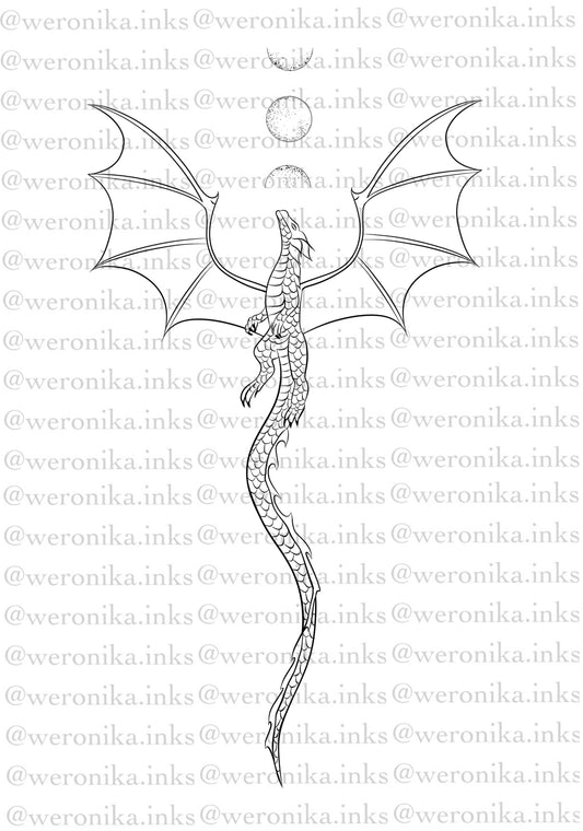Dragon And Moons Tattoo