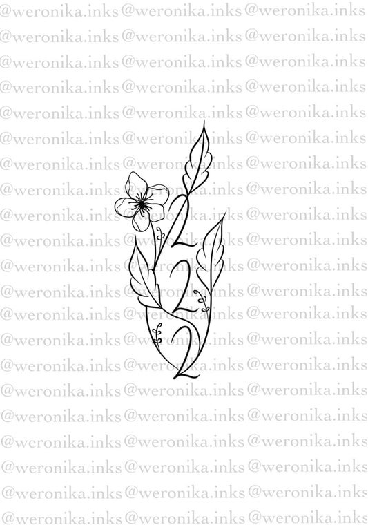 222 Floral Angel Number Tattoo