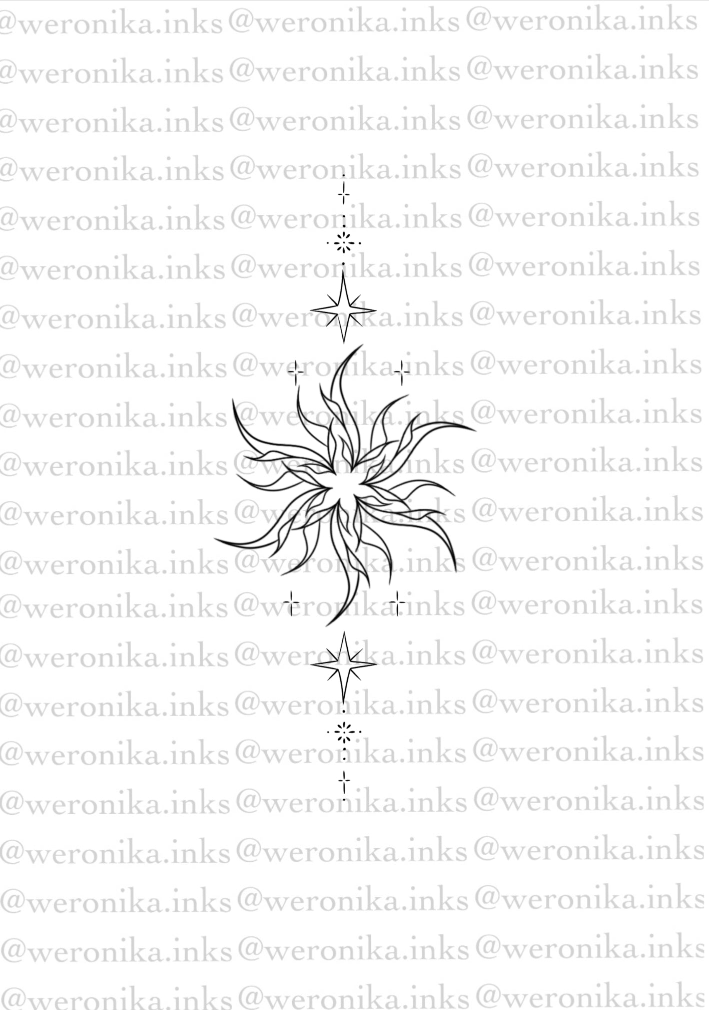 Sternum line work tattoo
