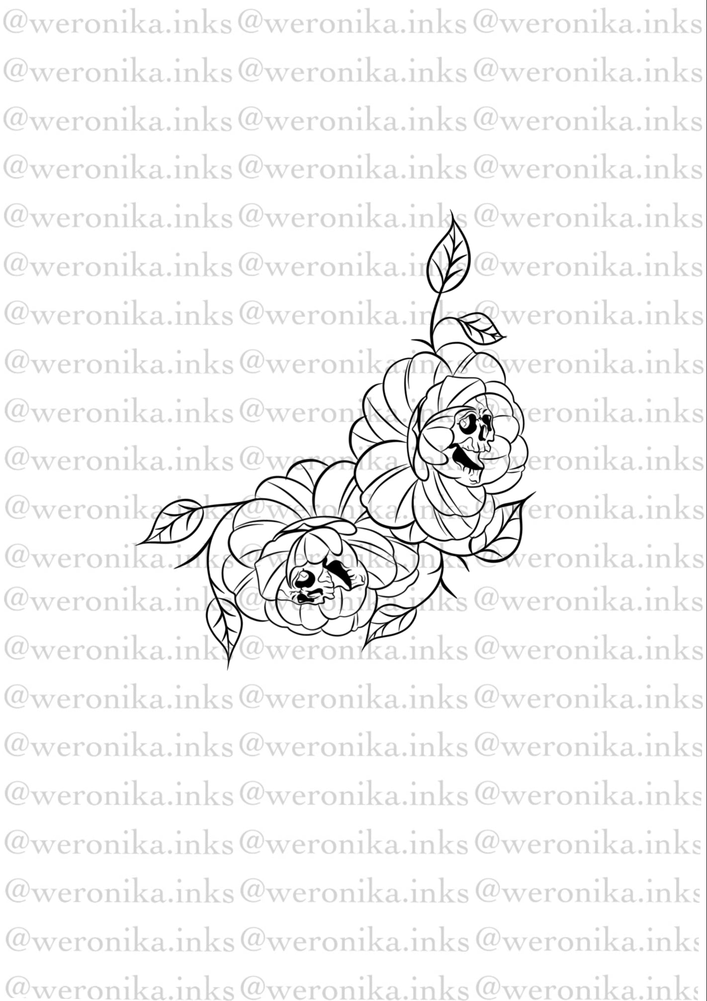 Skull & Peonies SideBoob Tattoo
