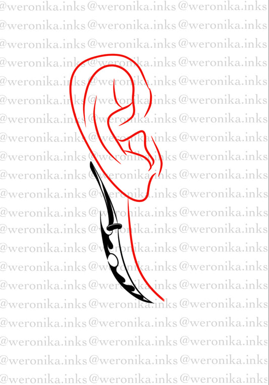 Behind The Ear Knife Tattoo