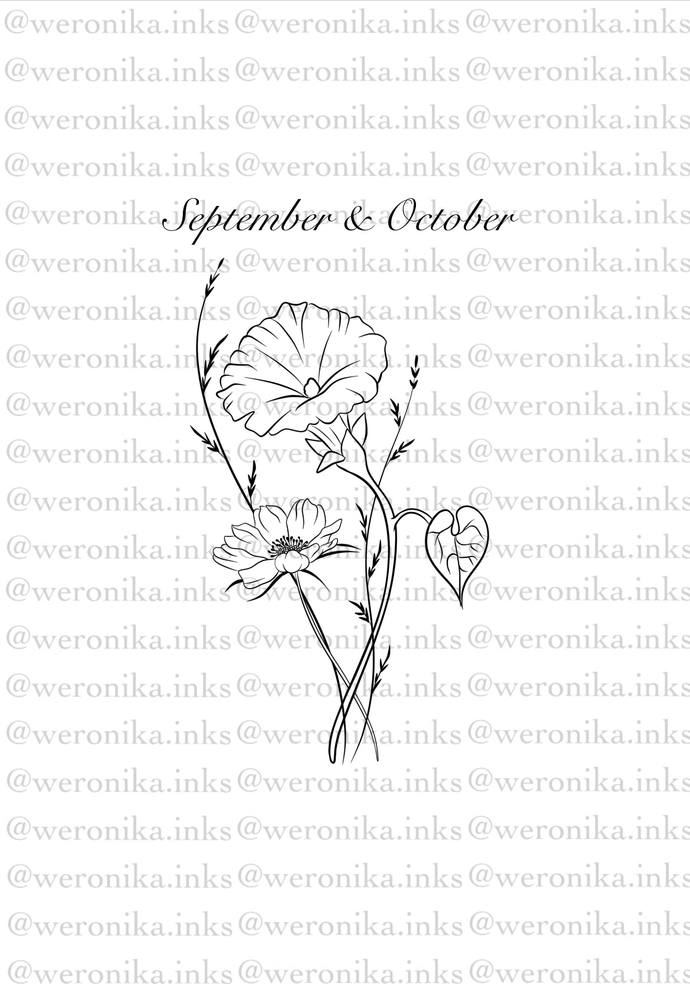 October Birth Flower Tattoo: Black & White Style