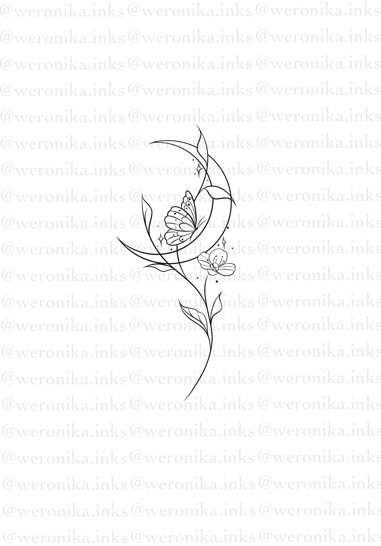 Moon Flower Ink Moon & Flowers design – Weronika.inkss