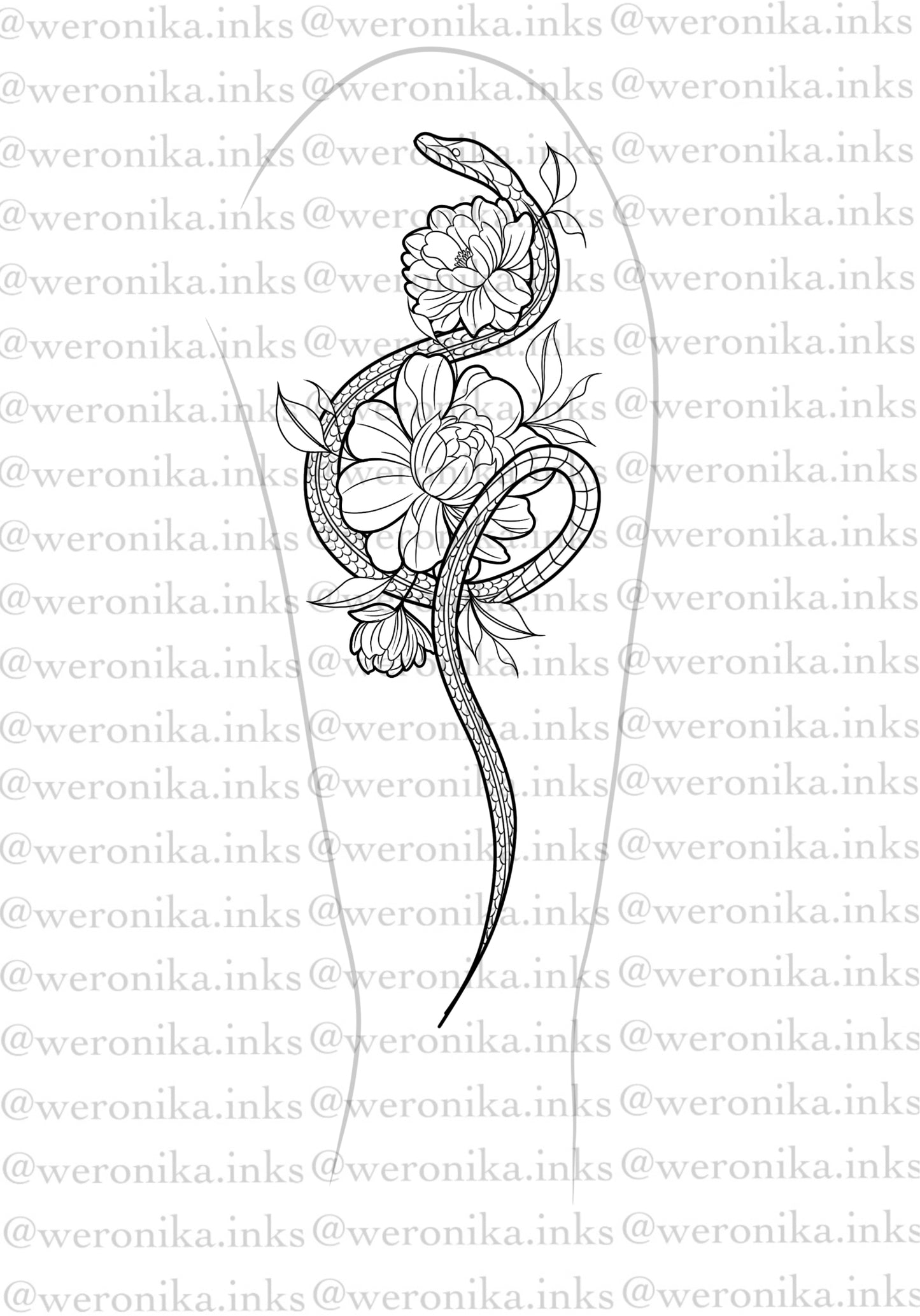 Snake & Floral Arm Tattoo