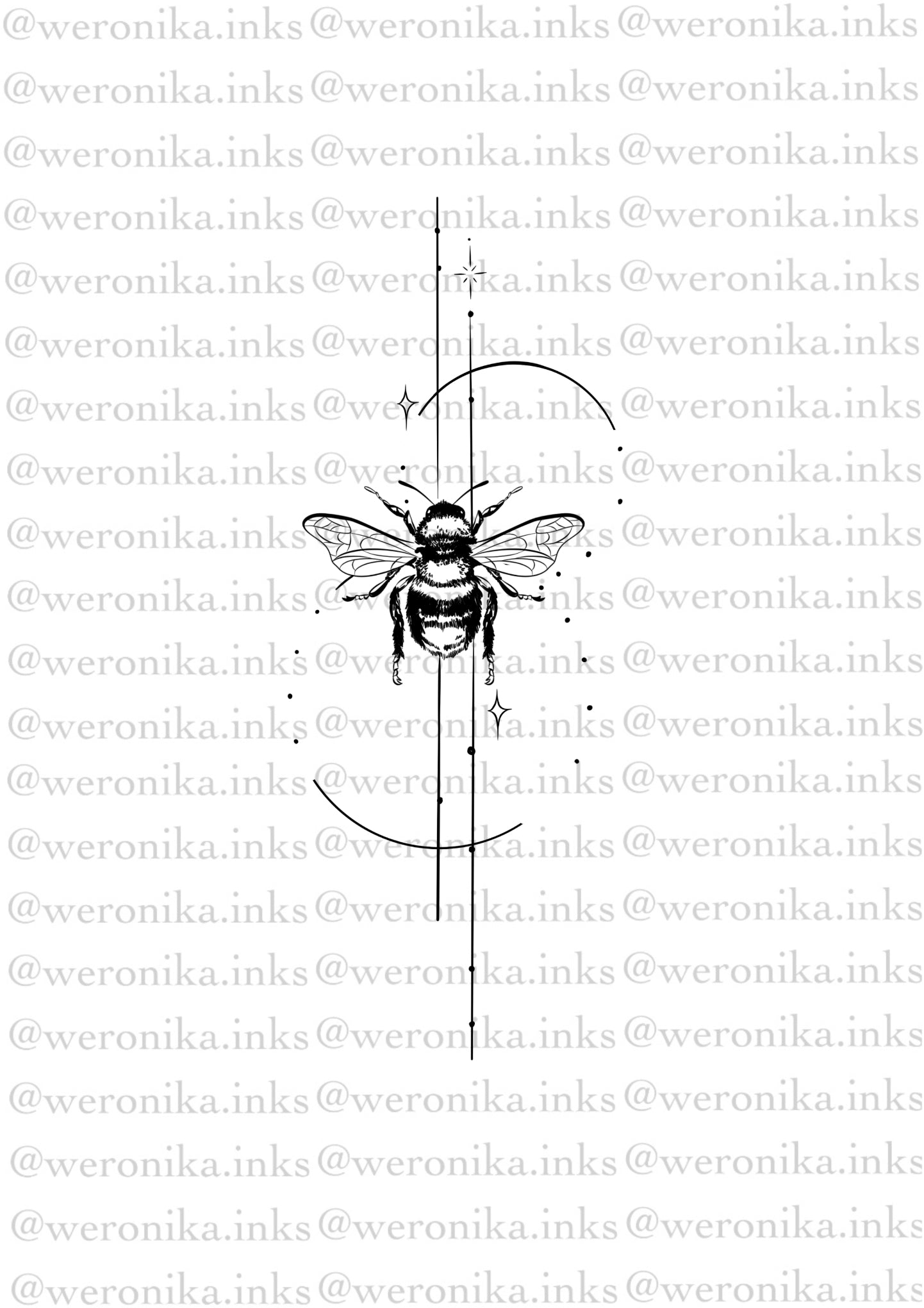Bee & LineWork PatchWork Tattoo