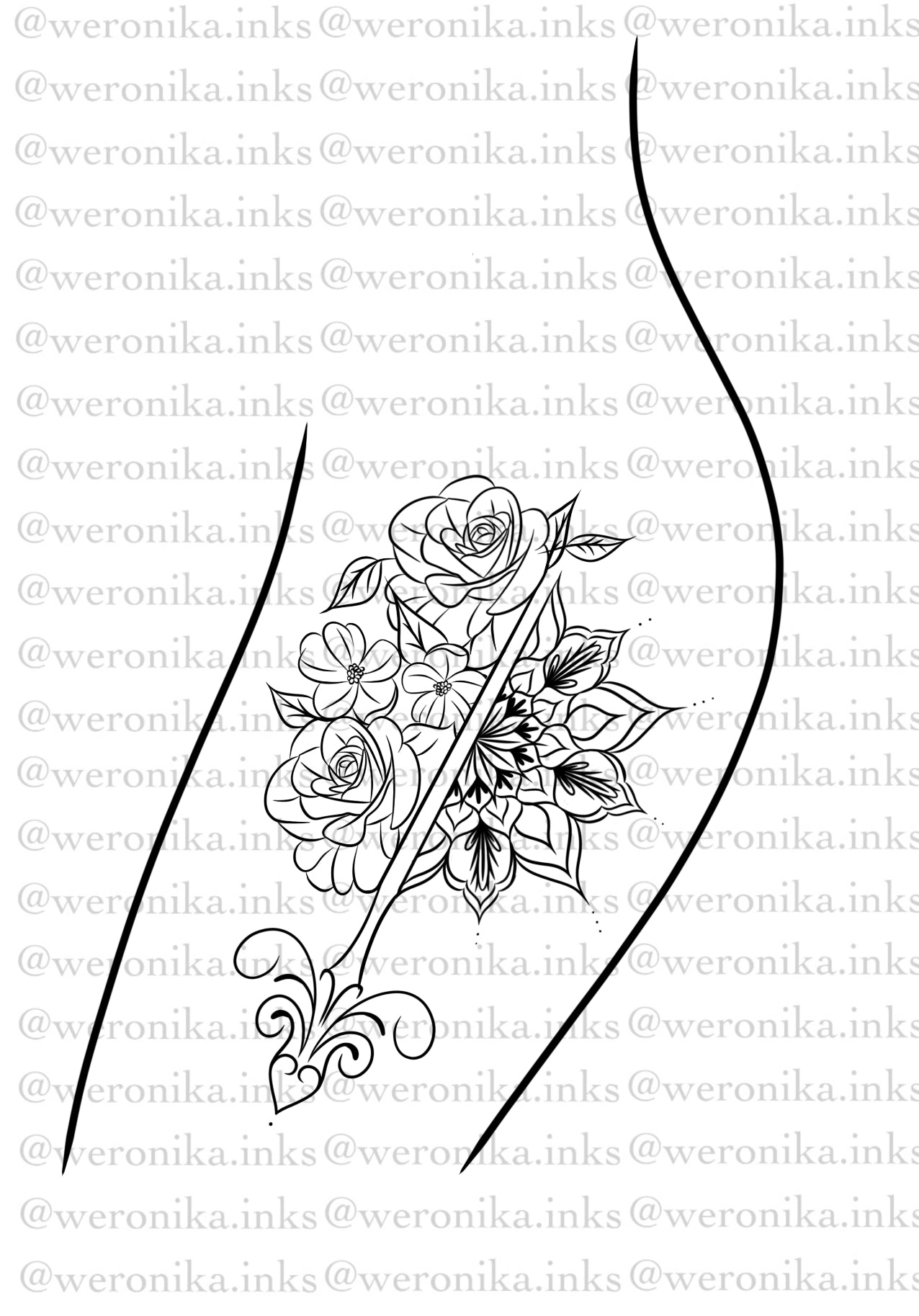 Floral Mandella Thigh Tattoo