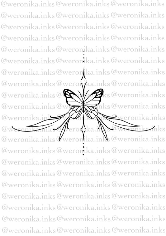 Under boob Butterfly Line Tattoo