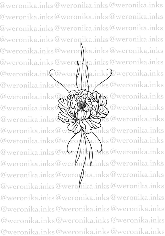 Floral & Linework Sternum Tattoo