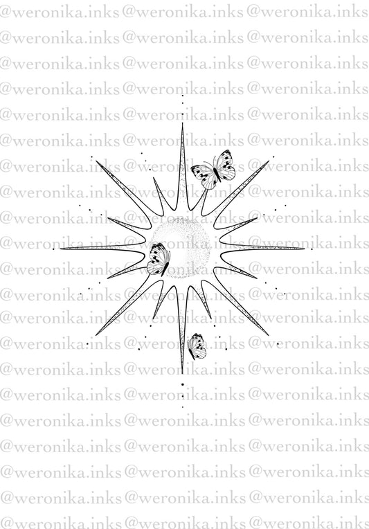 Sun & Butterfly Patchwork Tattoo