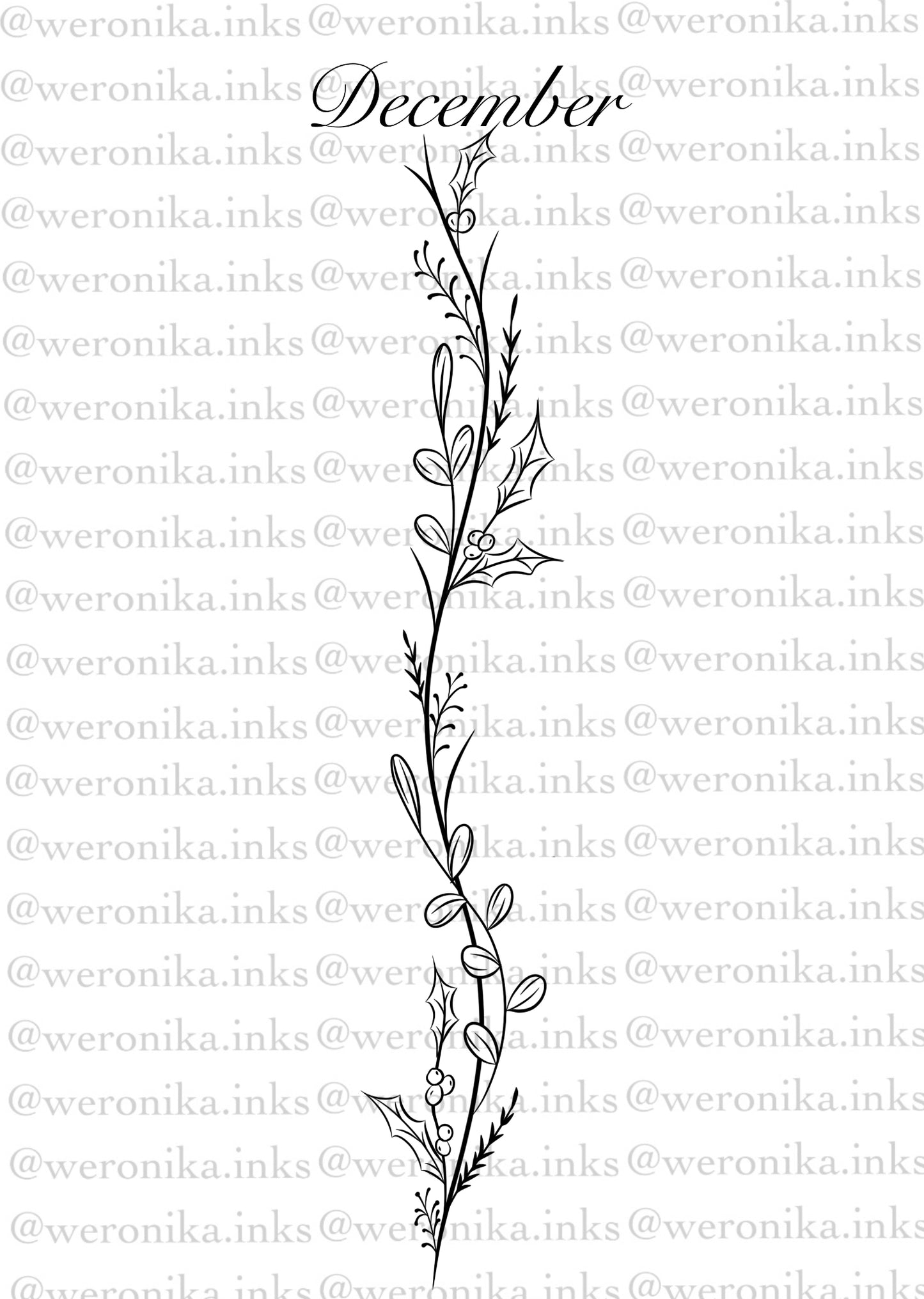 December Birth Month Flower Spine Tattoo