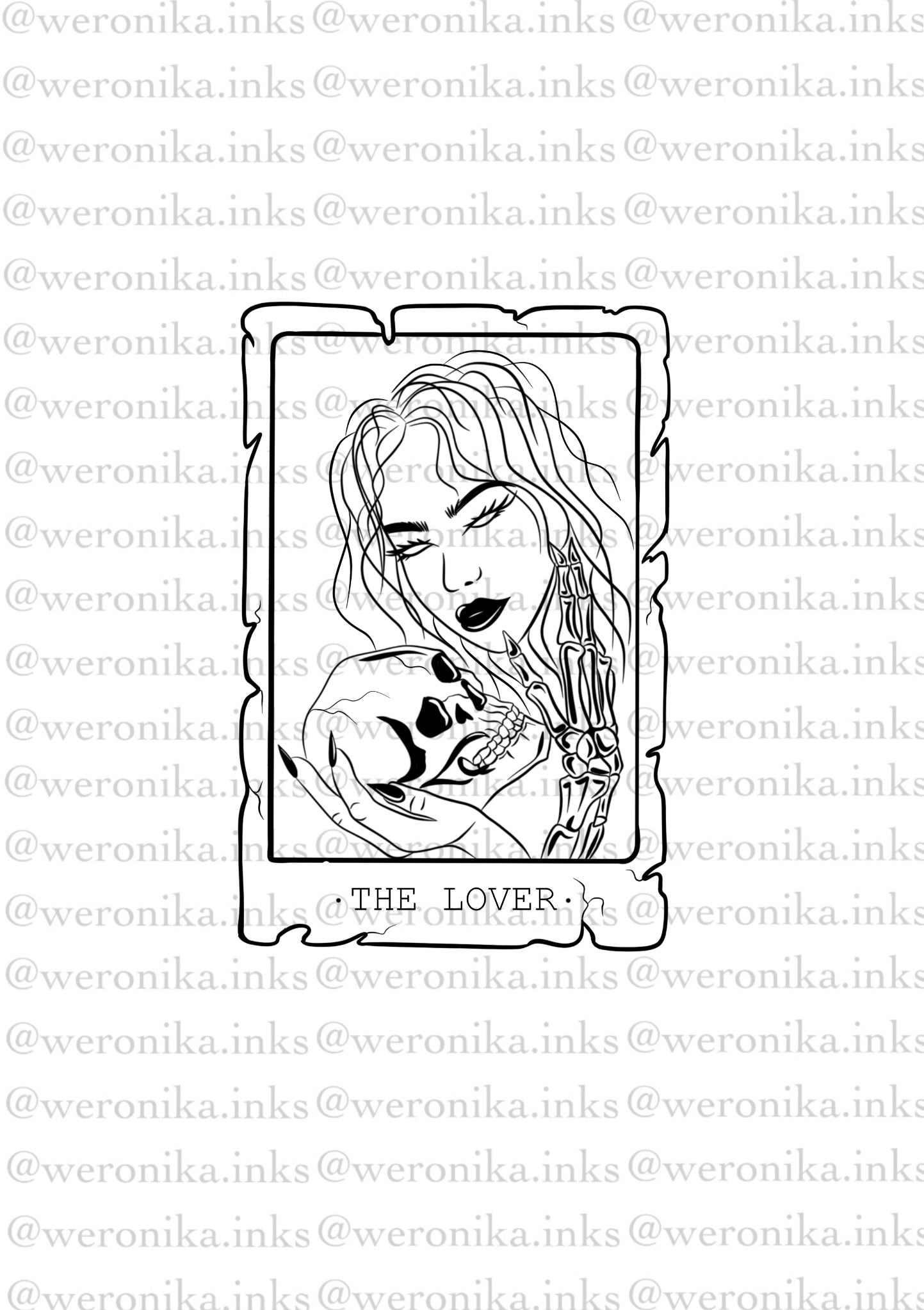 The Lover, Tarot Card Patchwork Tattoo