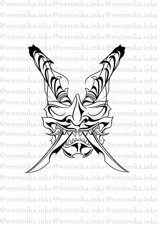 Samuarai Mask & Katanas Tattoo
