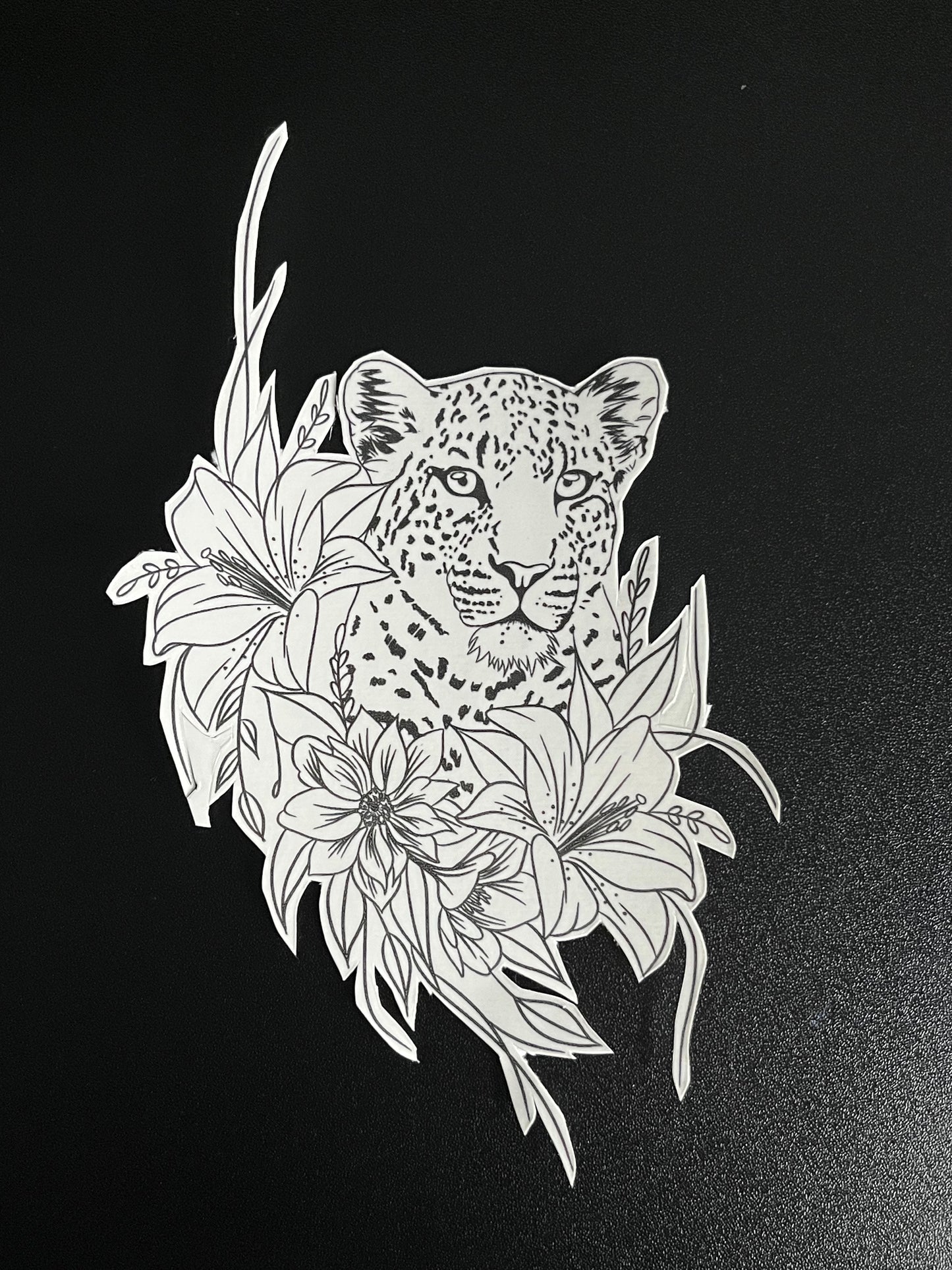 Jaguar & Floral Temporary Tattoo