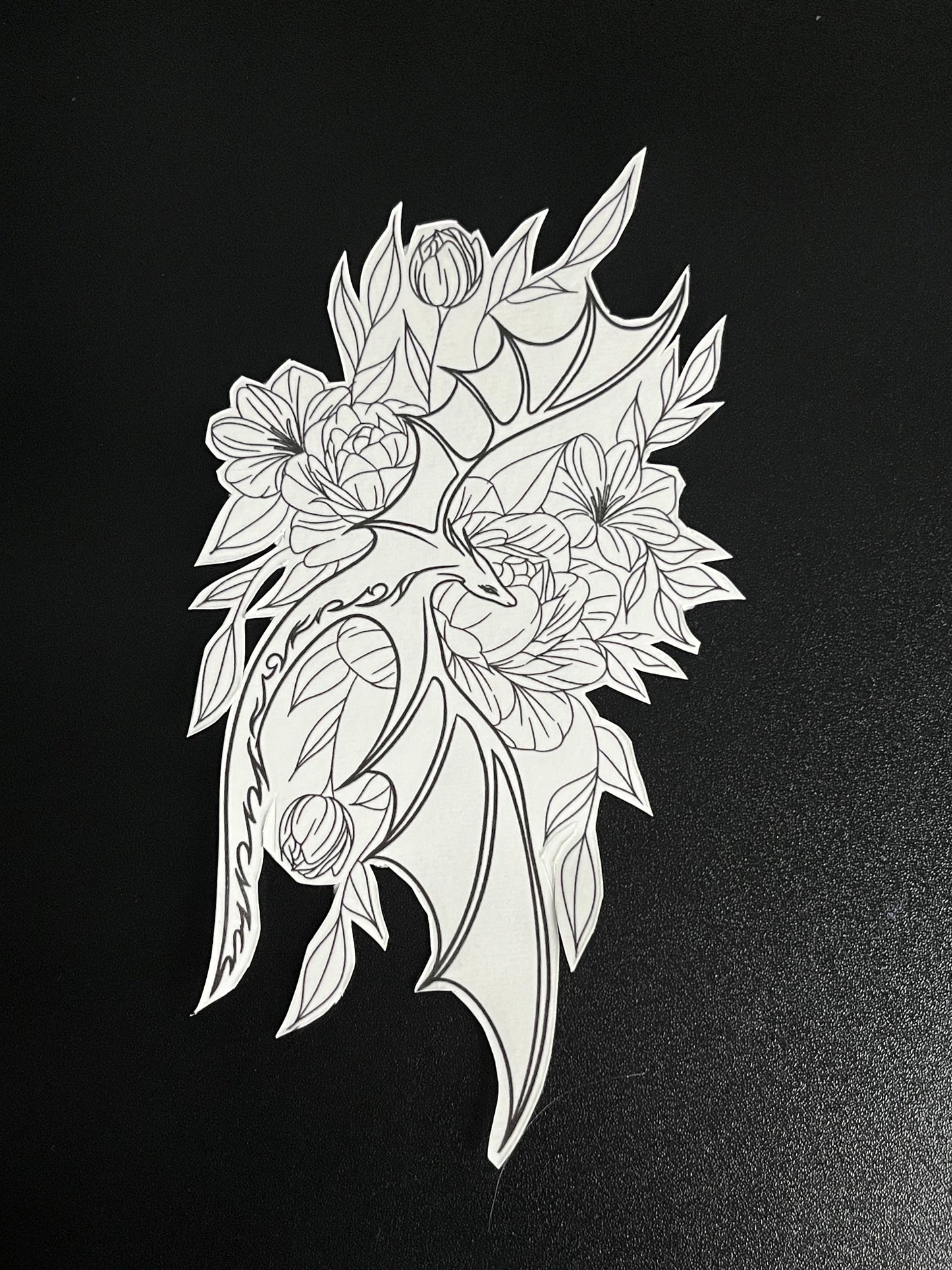 Dragon & Floral Temporary Tattoo
